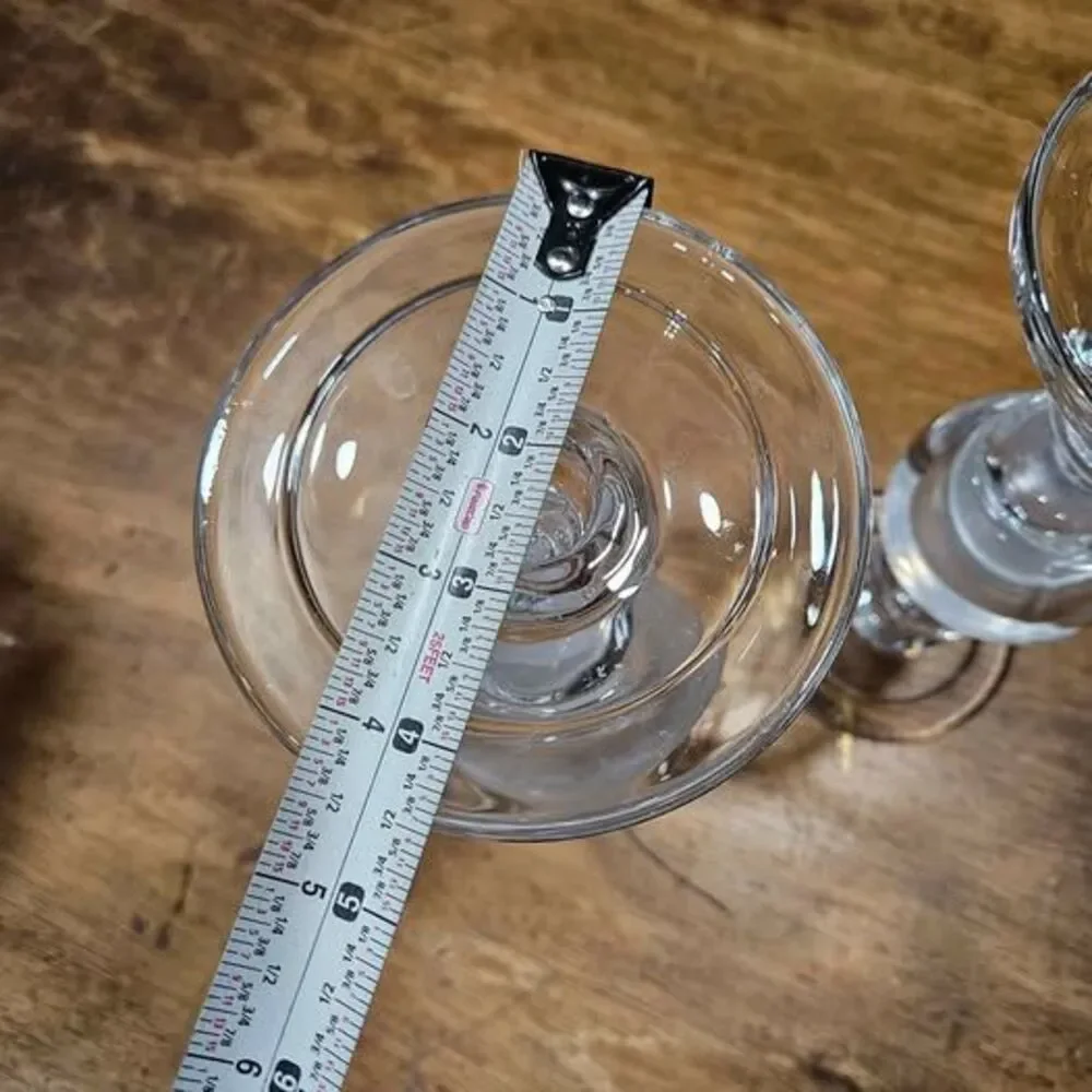 Pair tall clear glass decorative candle holders